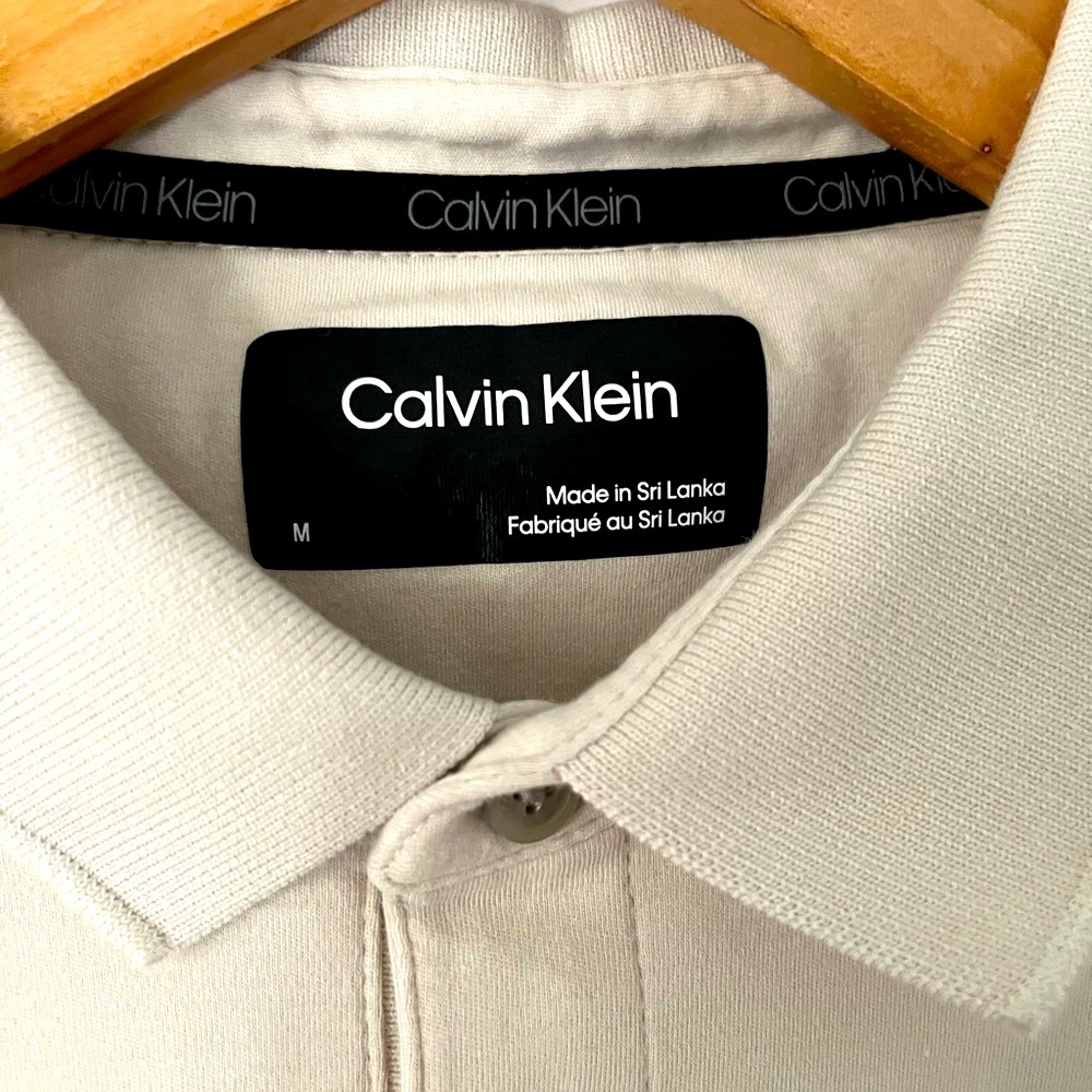 Calvin Klein Men's Cream Beige Polo Shirt - Picture 3 of 6